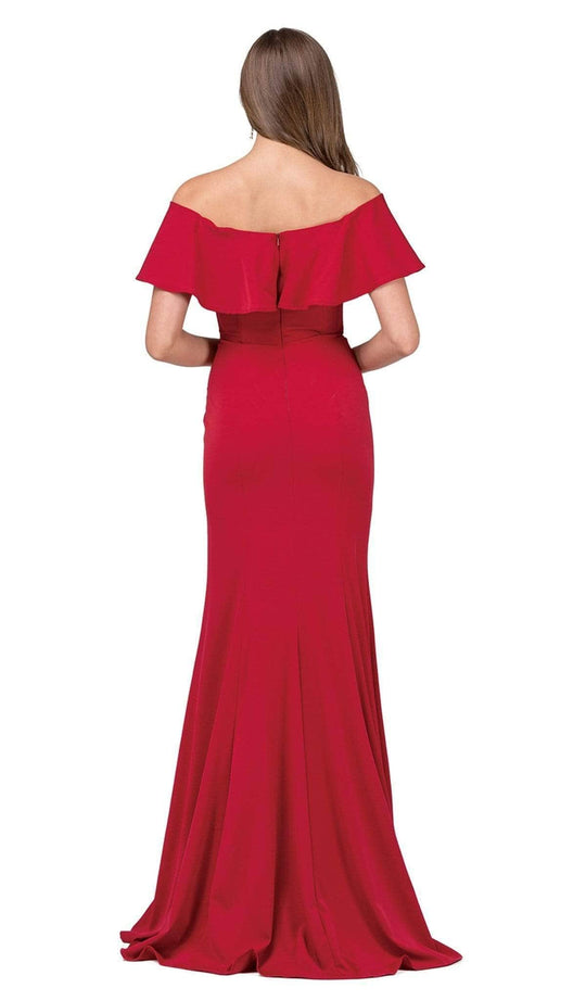 Dancing Queen - 2348 Ruffled Off Shoulder Fitted Prom Dress