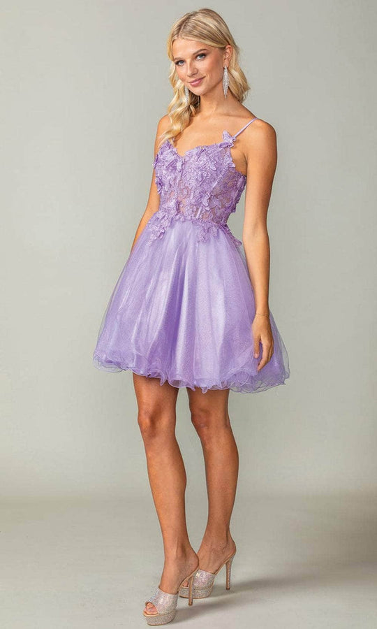 Dancing Queen 3341 - Spaghetti Strap Ornate Cocktail Dress