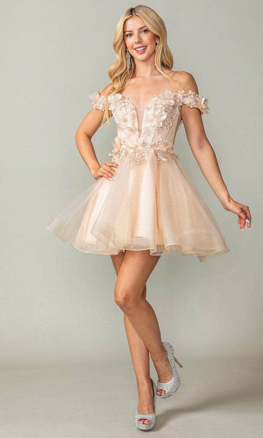 Dancing Queen 3344 - Floral Applique Cocktail Dress