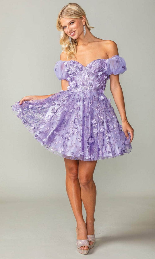 Dancing Queen 3355 - Glitter Off Shoulder Cocktail Dress