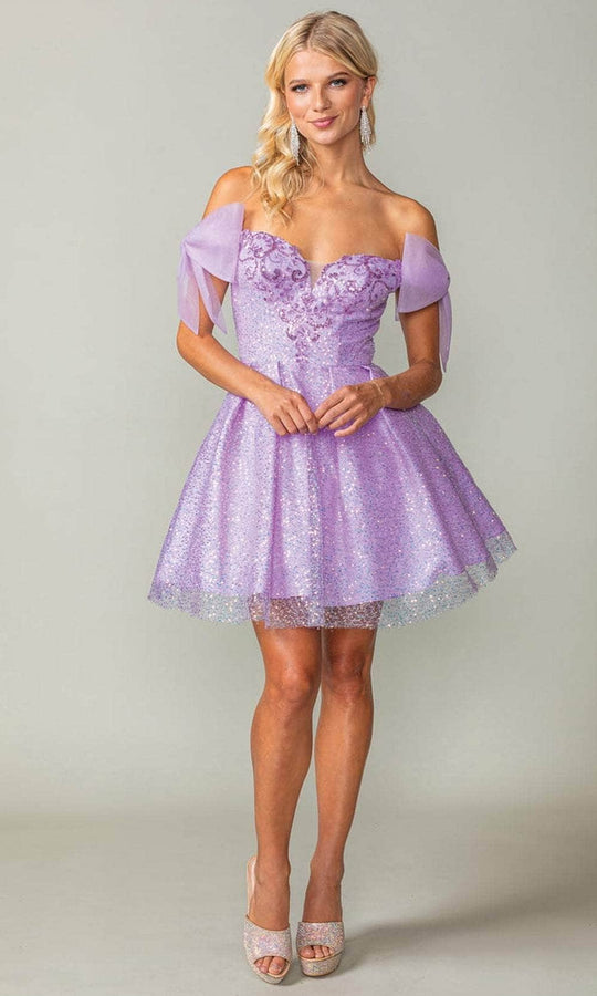 Dancing Queen 3363 - Bow Sleeve Cocktail Dress