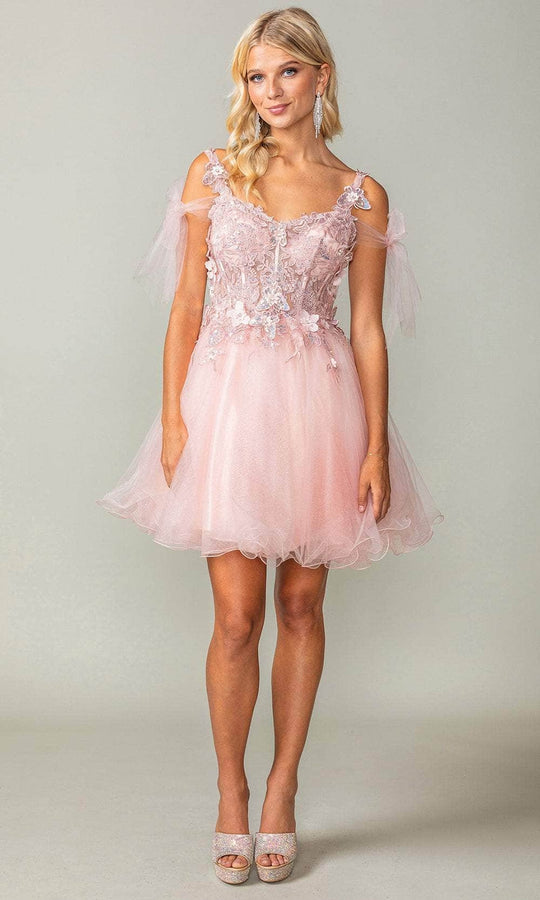 Dancing Queen 3365 - Applique Corset Cocktail Dress