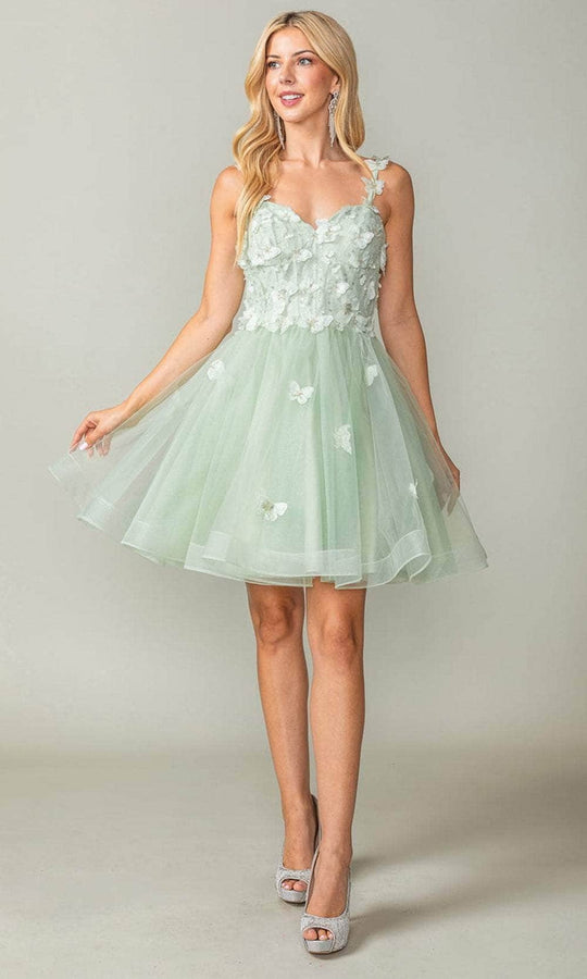 Dancing Queen 3369 - Embroidered Tulle Short Dress