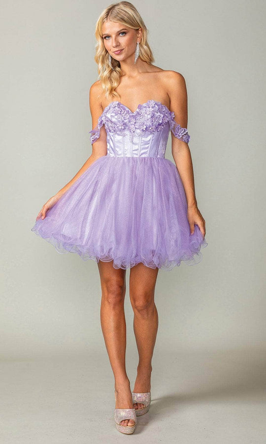 Dancing Queen 3371 - Off Shoulder Tulle Cocktail Dress