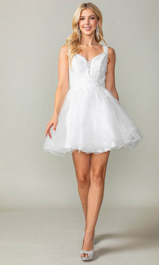 Dancing Queen 3377 - Applique V-Neck Cocktail Dress