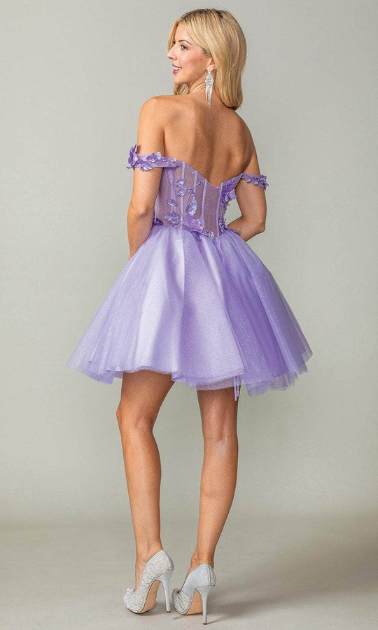 Dancing Queen 3388 - Applique Off Shoulder Cocktail Dress