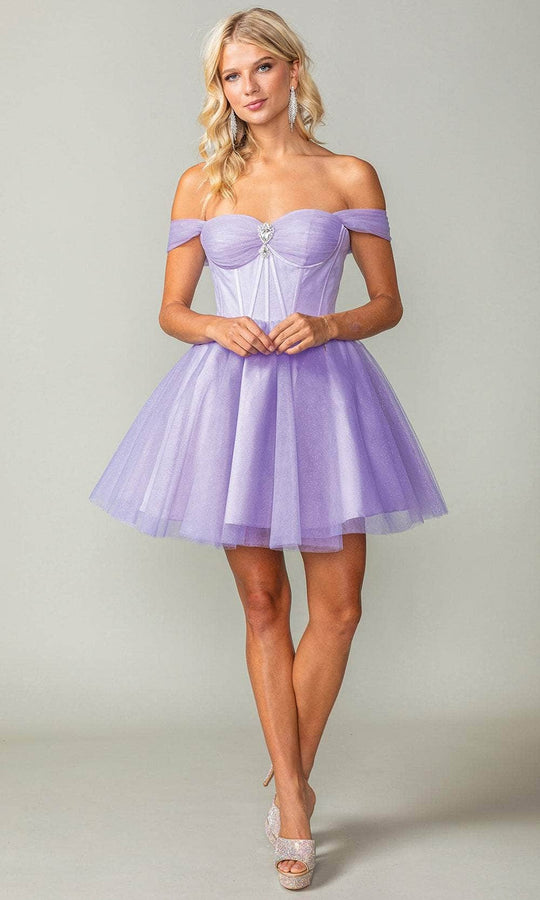 Dancing Queen 3394 - Off Shoulder Tulle Short Dress