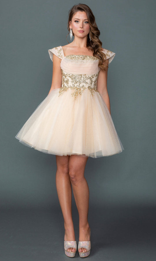 Dancing Queen 3433 - Off Shoulder Sparkling Corset Mini Dress