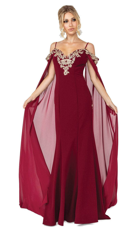 Dancing Queen 4025 - Cape Sleeve Beaded Appliqued Prom Gown