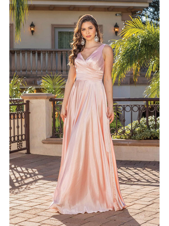 Dancing Queen 4262 - Sleeveless Satin A-Line Prom Dress