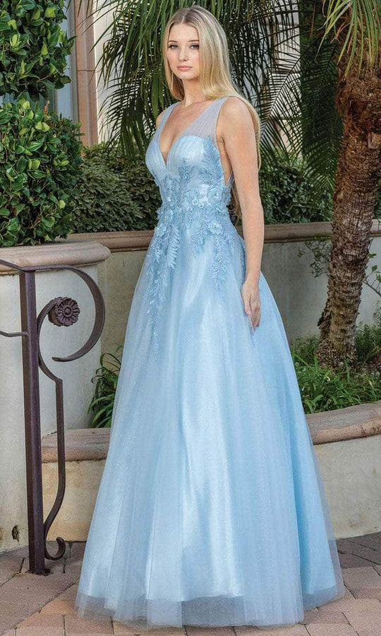 Dancing Queen 4272 - Floral Appliqued Sleeveless Prom Dress
