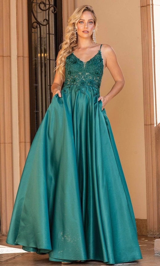 Dancing Queen 4326 - Lace Appliqued V-Neck Prom Gown