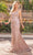 Dancing Queen 4337 - V-Neck Embellished Prom Gown Prom Dresses XS / Rose Gold
