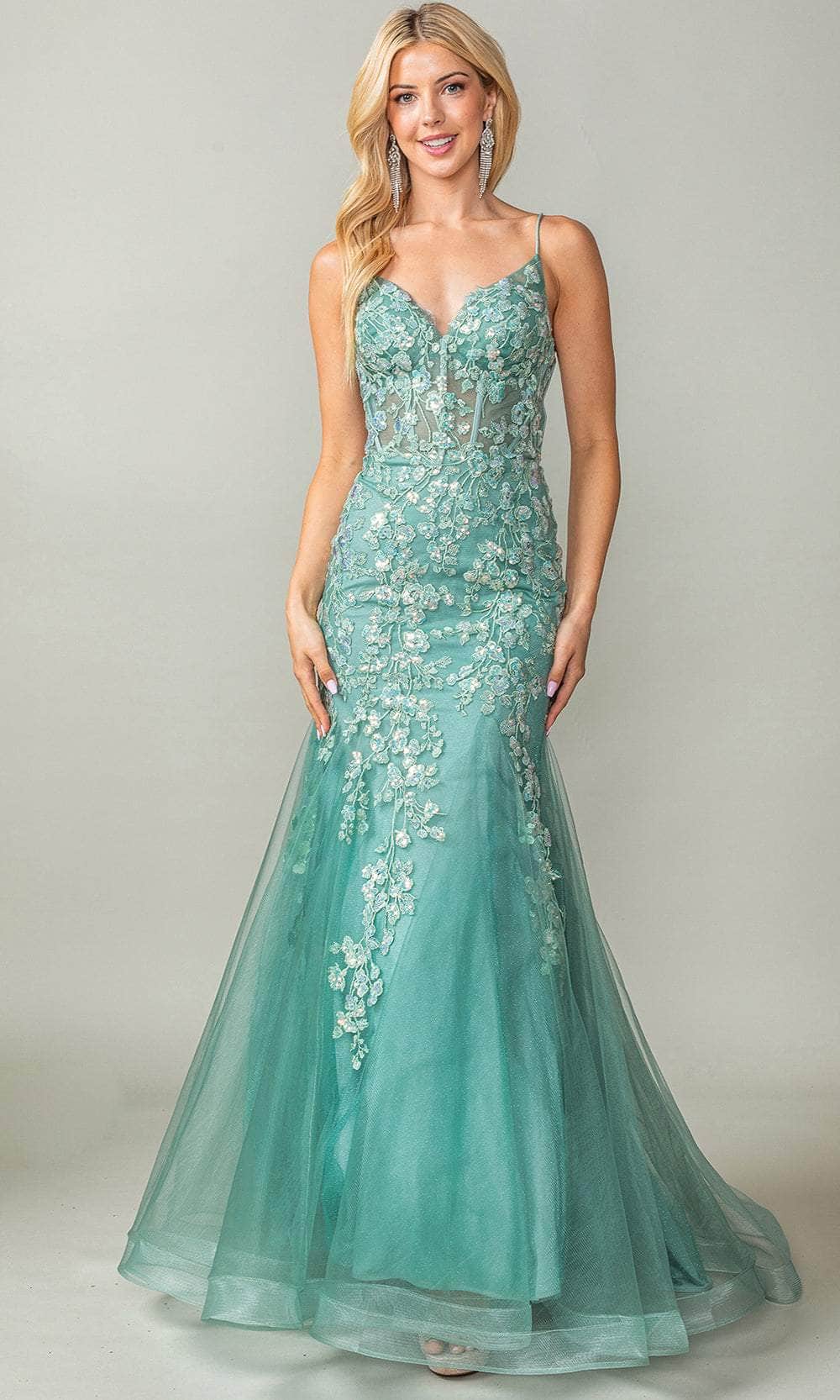 Dancing Queen 4353 Lace Up Applique Prom Dress Couture Candy