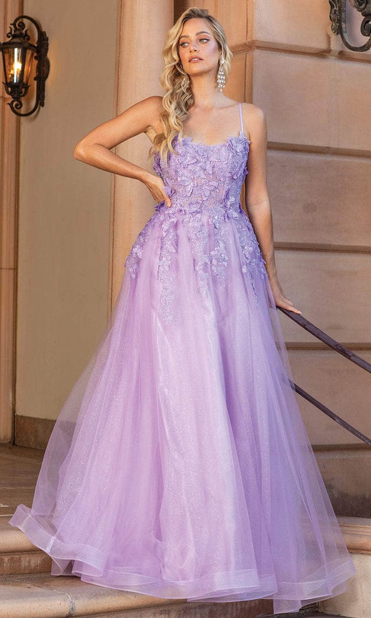 Dancing Queen 4355 - Scoop Butterfly Appliqued Prom Gown