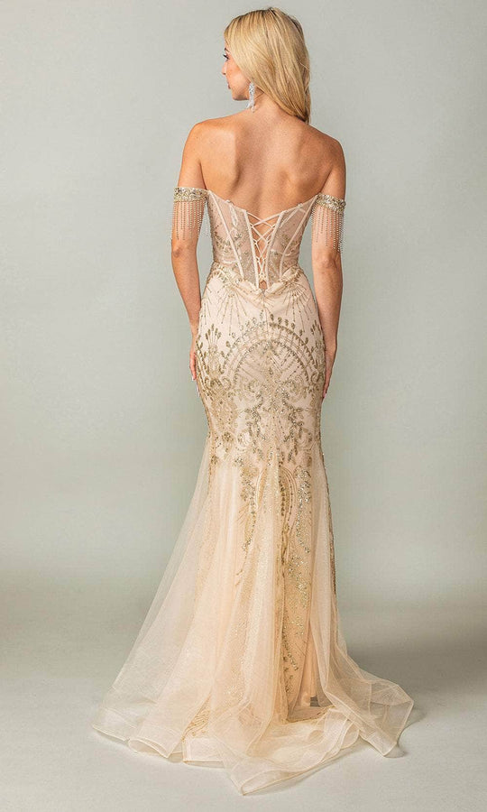 Dancing Queen 4365 - Glitter Print Trumpet Prom Dress