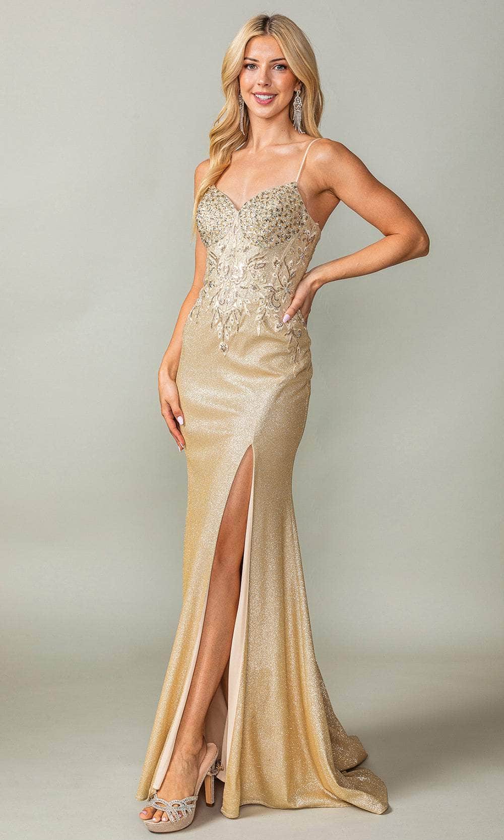 Dancing Queen 4375 Embroidered High Slit Prom Dress Couture Candy