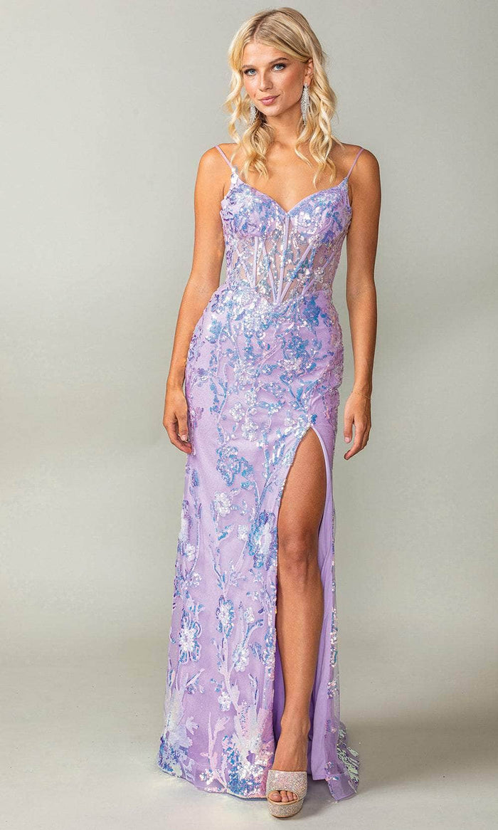 Dancing Queen 4389 - Sequin Embellished Sleeveless Prom Gown Prom Dresses XS / Lilac