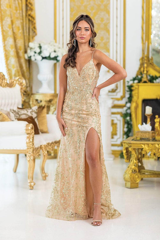 Dancing Queen 4426 - Sequined Lace Appliqued Prom Gown