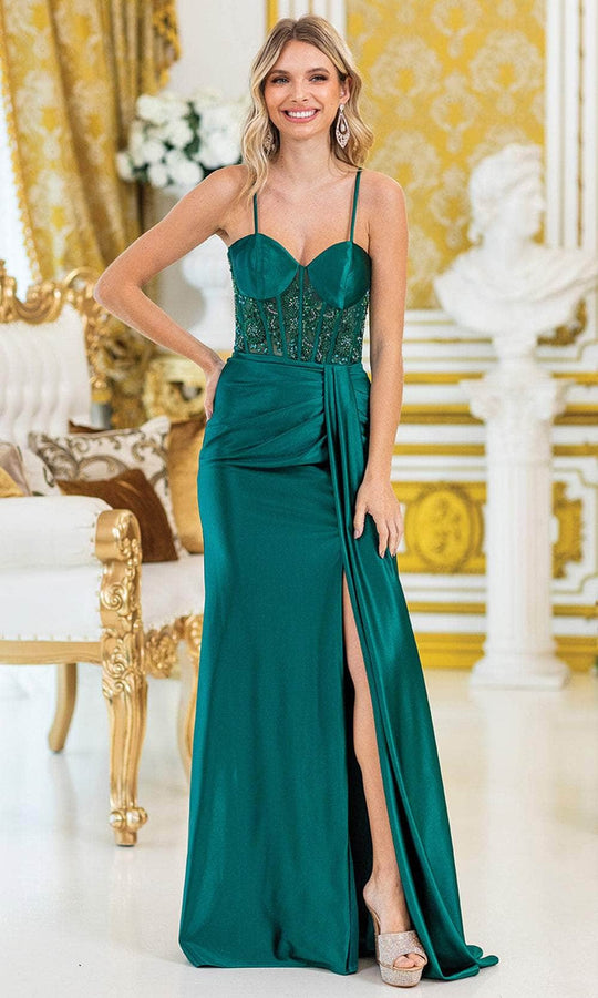 Dancing Queen 4439 - Floral Beaded Bodice Sheath Gown