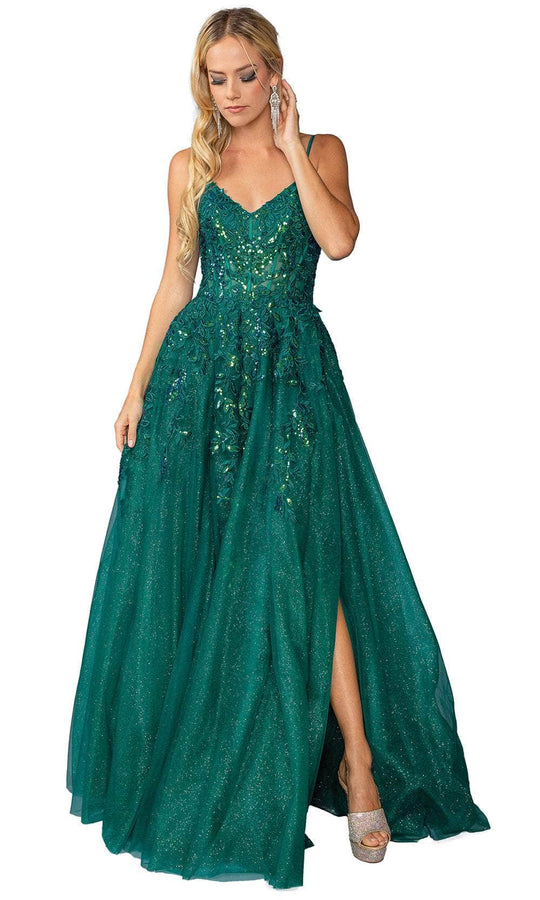 Dancing Queen 4452 - Embroidered V-Neck Prom Gown