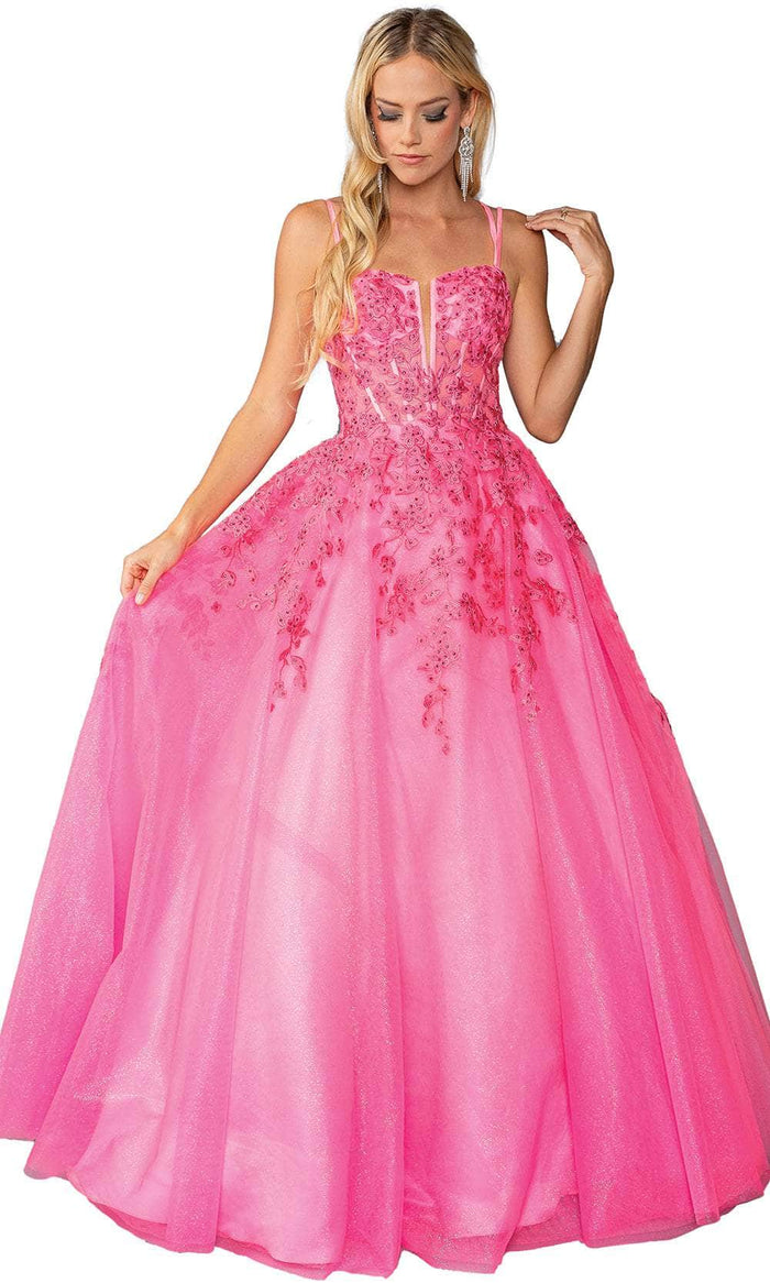 Dancing Queen 4459 - Sleeveless Double Strap Ballgown Ball Gowns XS / Hot Pink