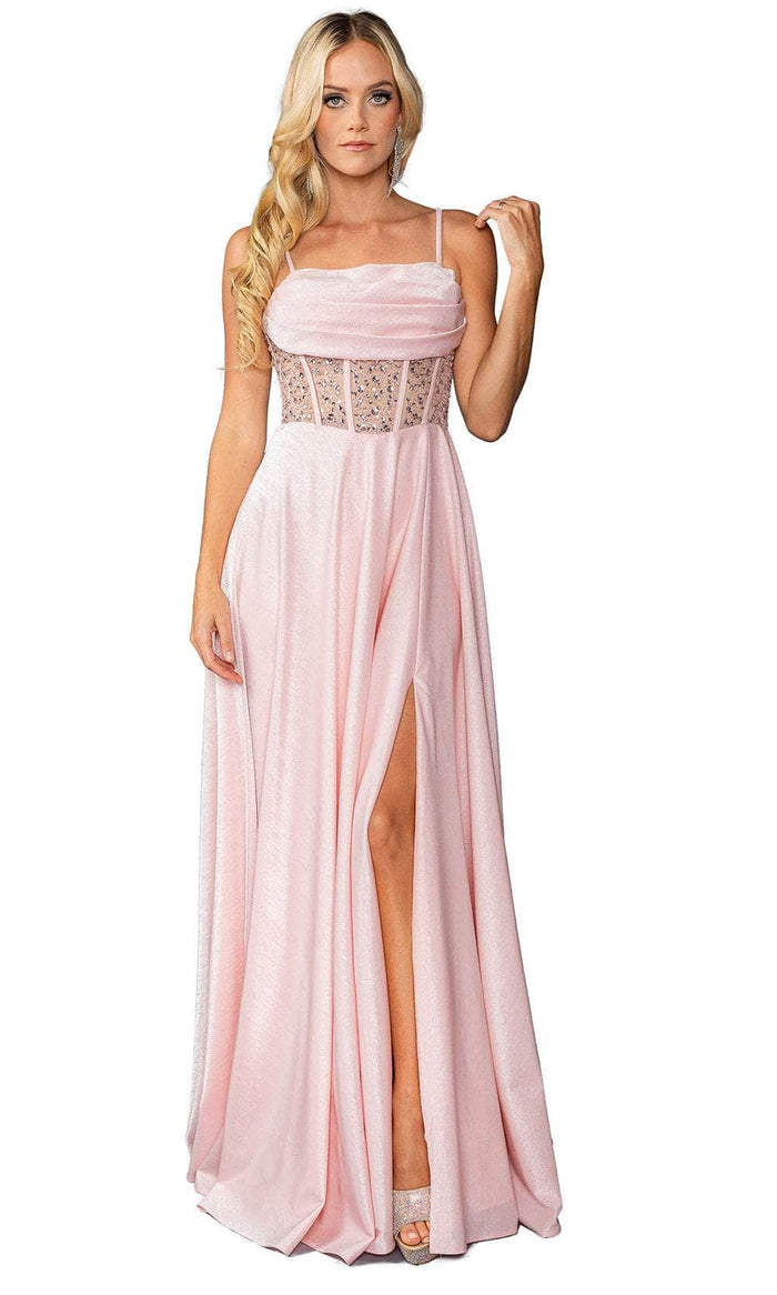 Dancing Queen 4463 - Pleated A-Line Prom Gown Prom Dresses XS / Blush