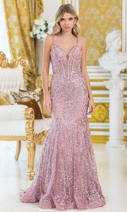 Dancing Queen 4464 - Sequined Mermaid Evening Gown