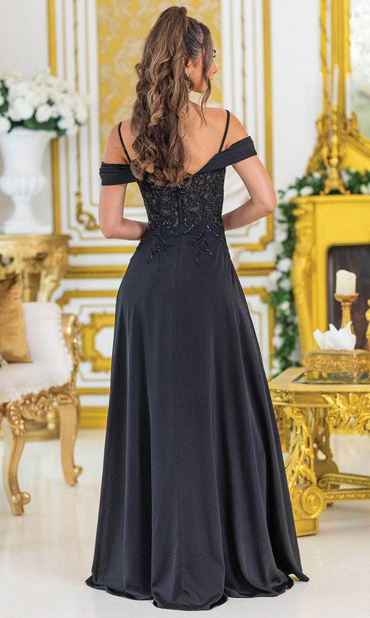 Dancing Queen 4474 - Beaded Off-Shoulder A-Line Dress