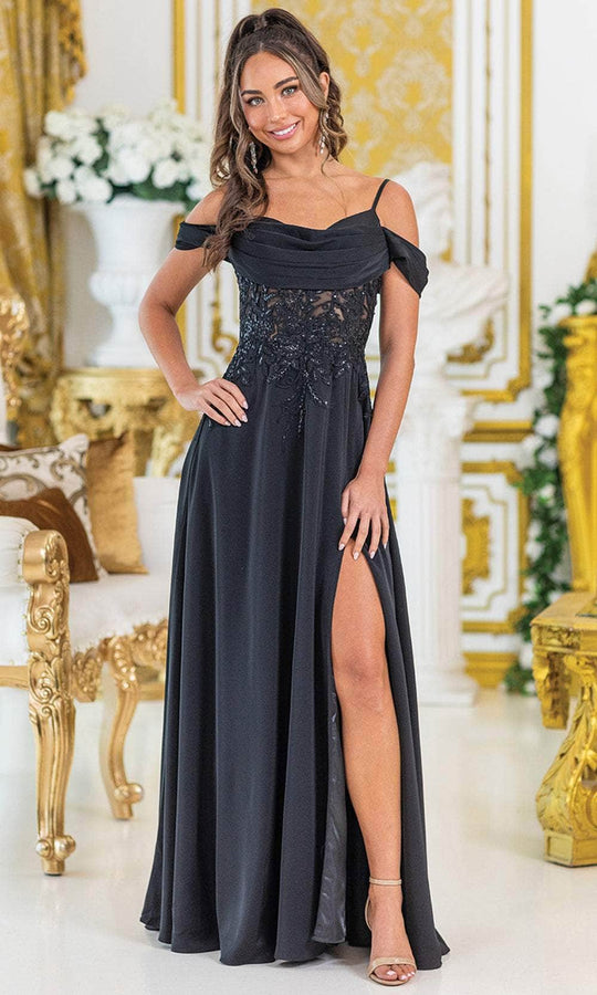 Dancing Queen 4474 - Beaded Off-Shoulder A-Line Dress