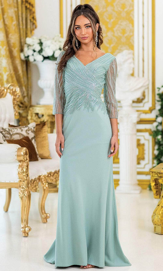 Dancing Queen 4475 - Beaded 3/4 Sleeve Gown