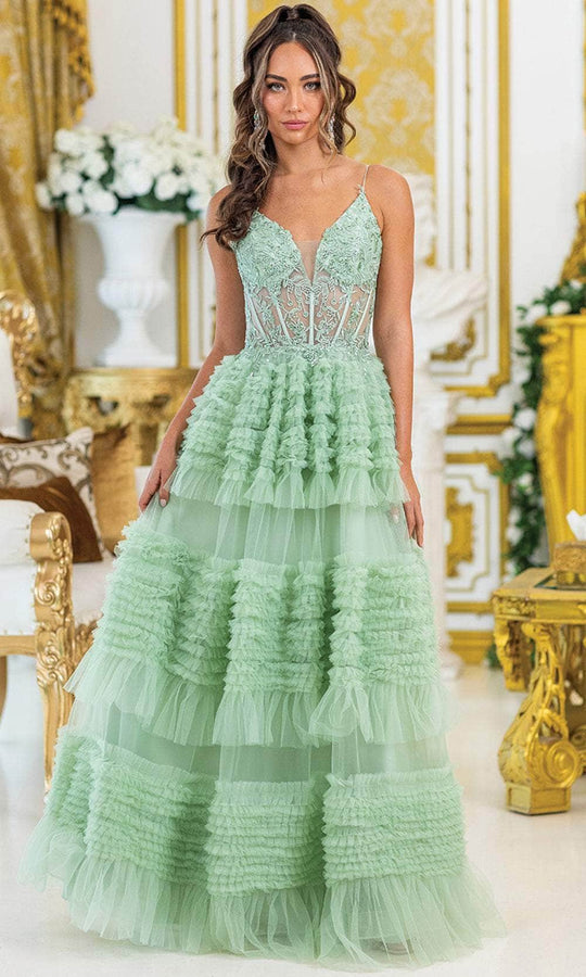 Dancing Queen 4476 - Lace Applique Tiered Ballgown
