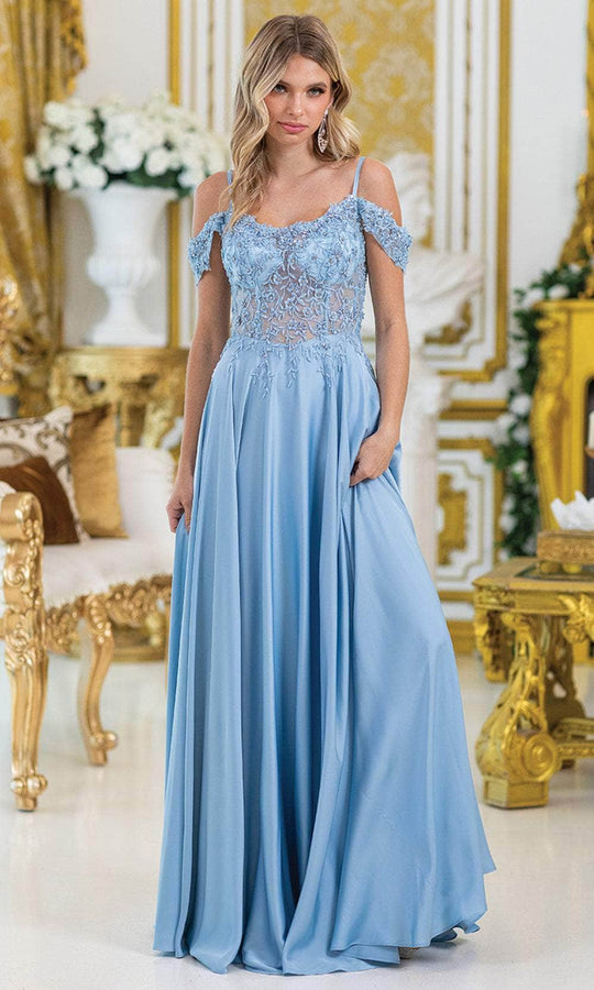 Dancing Queen 4482 - Off Shoulder Floral Lace Gown