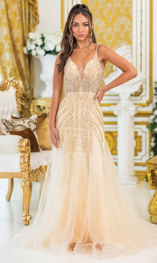 Dancing Queen 4488 - Beaded Bodice Trumpet Evening Gown