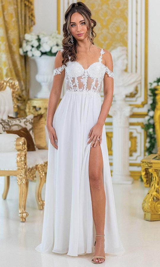 Dancing Queen 4506 - Off Shoulder A-Line Slit Gown