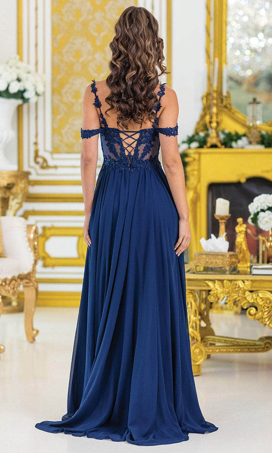 Dancing Queen 4506 - Off Shoulder A-Line Slit Gown