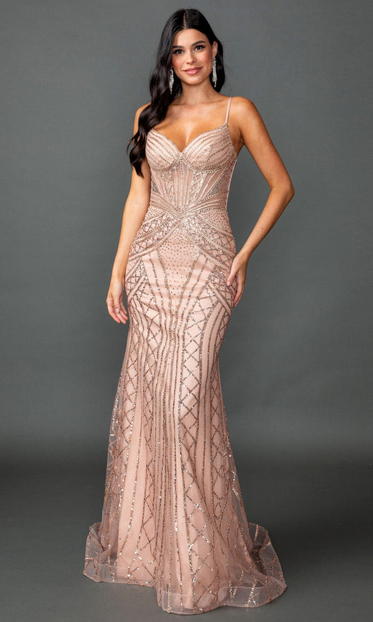 Dancing Queen 4584 - Sweetheart Geometric Beaded Prom Gown