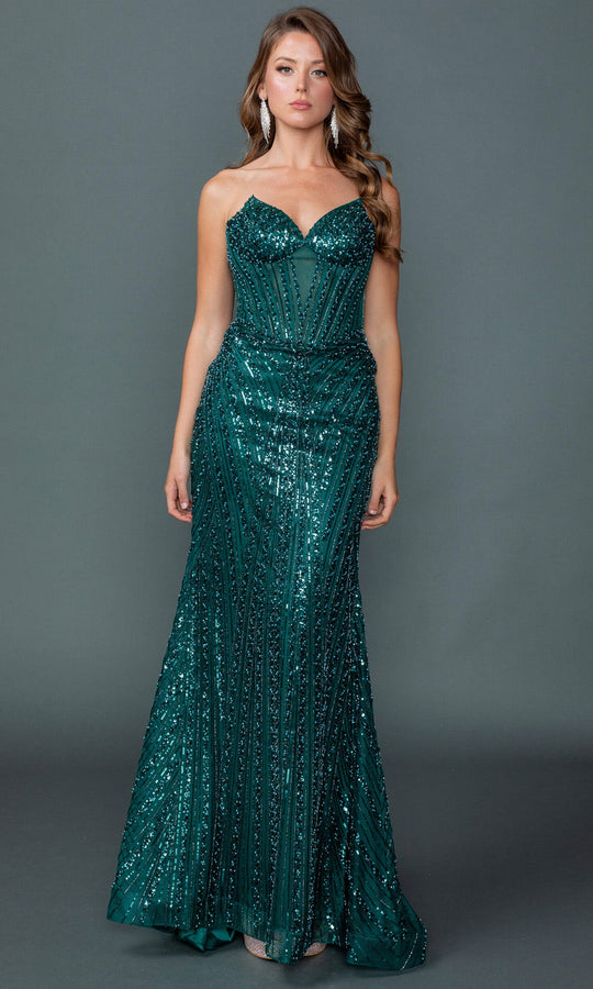 Dancing Queen 4606 - Illusion Corset Sequin Embellished Prom Gown