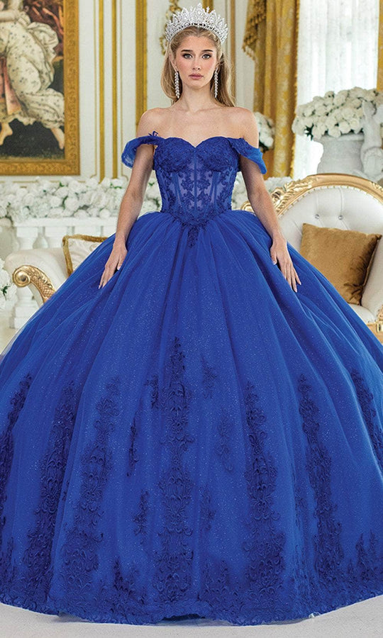 Dancing Queen 5003 - Glitter Embroidered Off Shoulder Ballgown