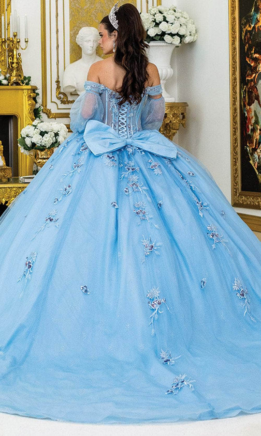 Dancing Queen 5005 - Embroidered Off Shoulder Gown with Puff Sleeve