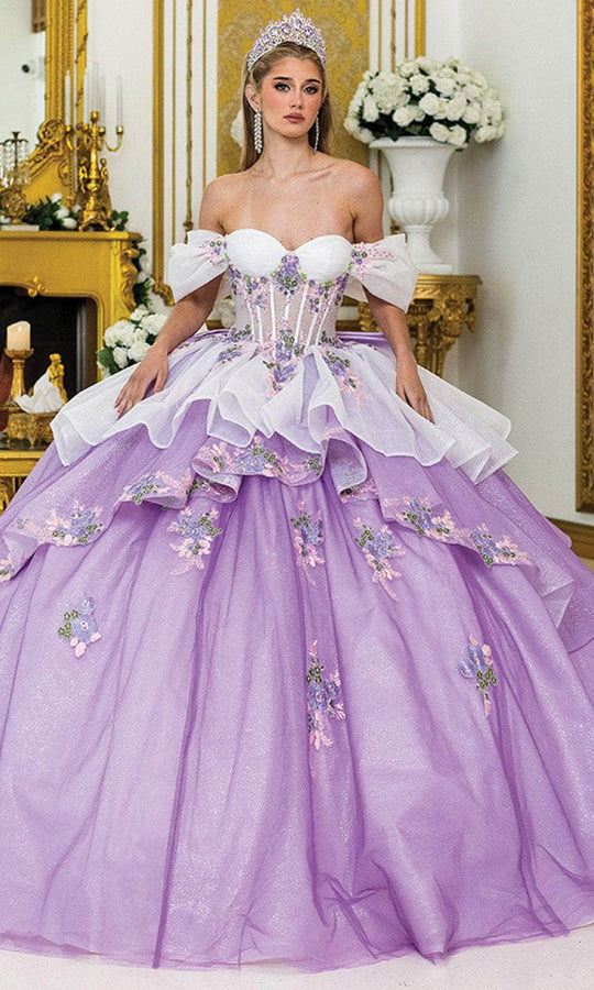 Dancing Queen 5013 - Floral Embroidered Ruffled Overskirt Ballgown