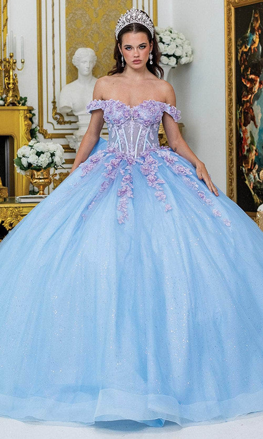 Dancing Queen 5016 - Floral Embellished Off Shoulder Ballgown