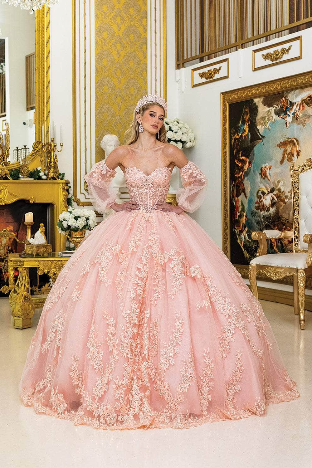 Dancing Queen 5020 Long Quinceanera Dress Blush / XLarge Dancing Queen 5020 Long Quinceanera Dress Blush / XLarge