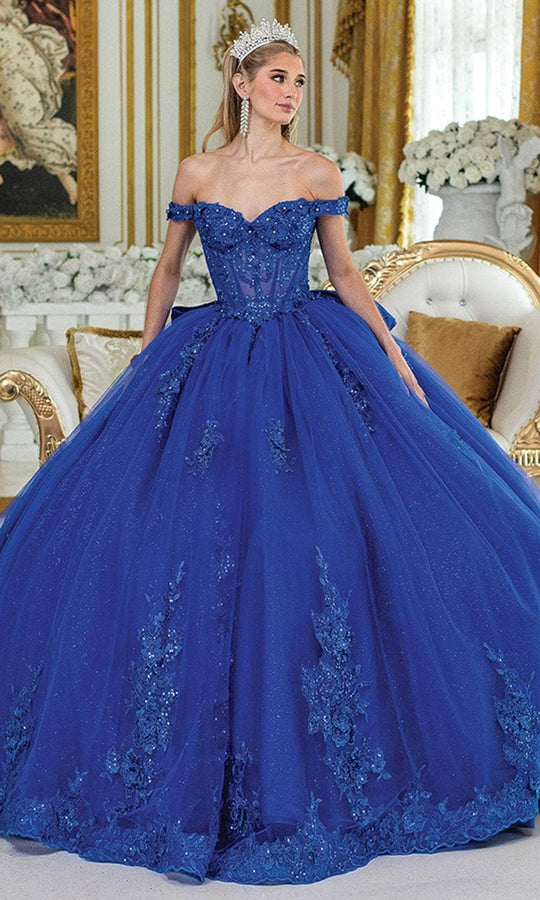 Dancing Queen 5054 - Beaded Lace Ballgown with Sheer Capelet