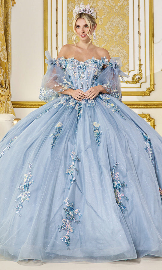 Dancing Queen 5072 - Off Shoulder 3D Floral Ballgown