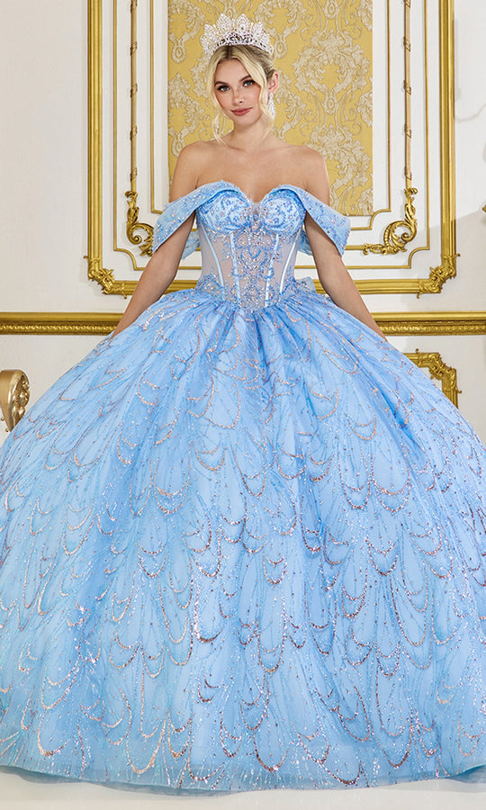 Dancing Queen 5076 - Scalloped Sequin Glitter Ballgown