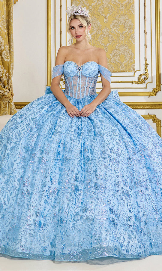 Dancing Queen 5095 - 3D Floral Lace Off-Shoulder Ballgown
