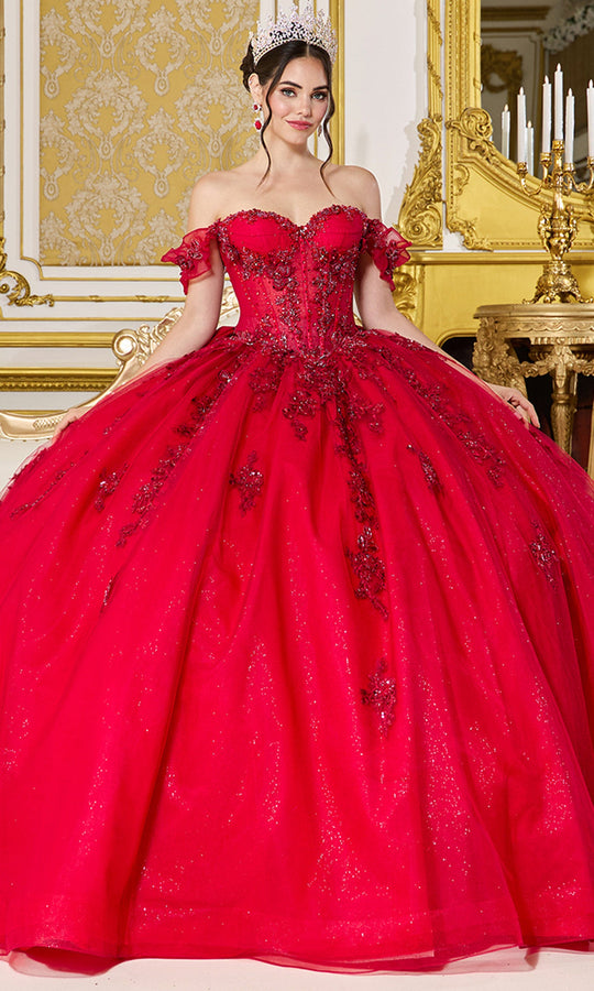 Dancing Queen 5118 - Ruffle Sleeve Layered Ballgown with Embroidery
