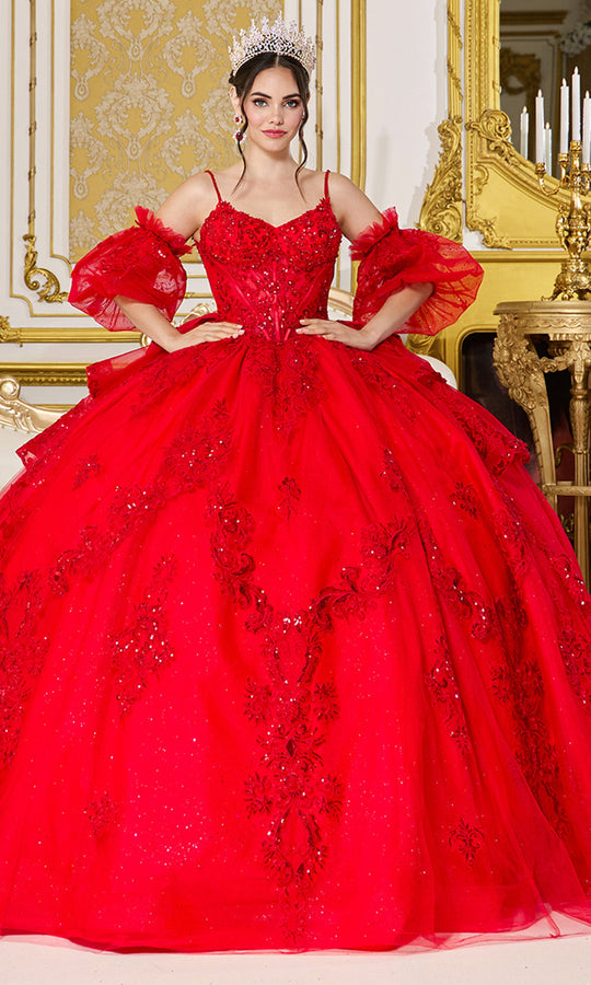 Dancing Queen 5153 - Sweetheart Embellished Ballgown with Puff Sleeves