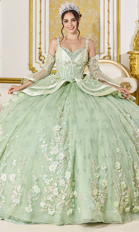 Dancing Queen 5154 - Floral Embellished Sleeveless Sweetheart Ballgown